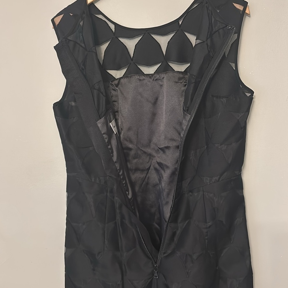 Milly Of New York Black Geometric Overlay Mini Shift Dress 10 Classic - Picture 6 of 12